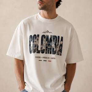 Camiseta Boxy Colombia Ilustrada Monocromática